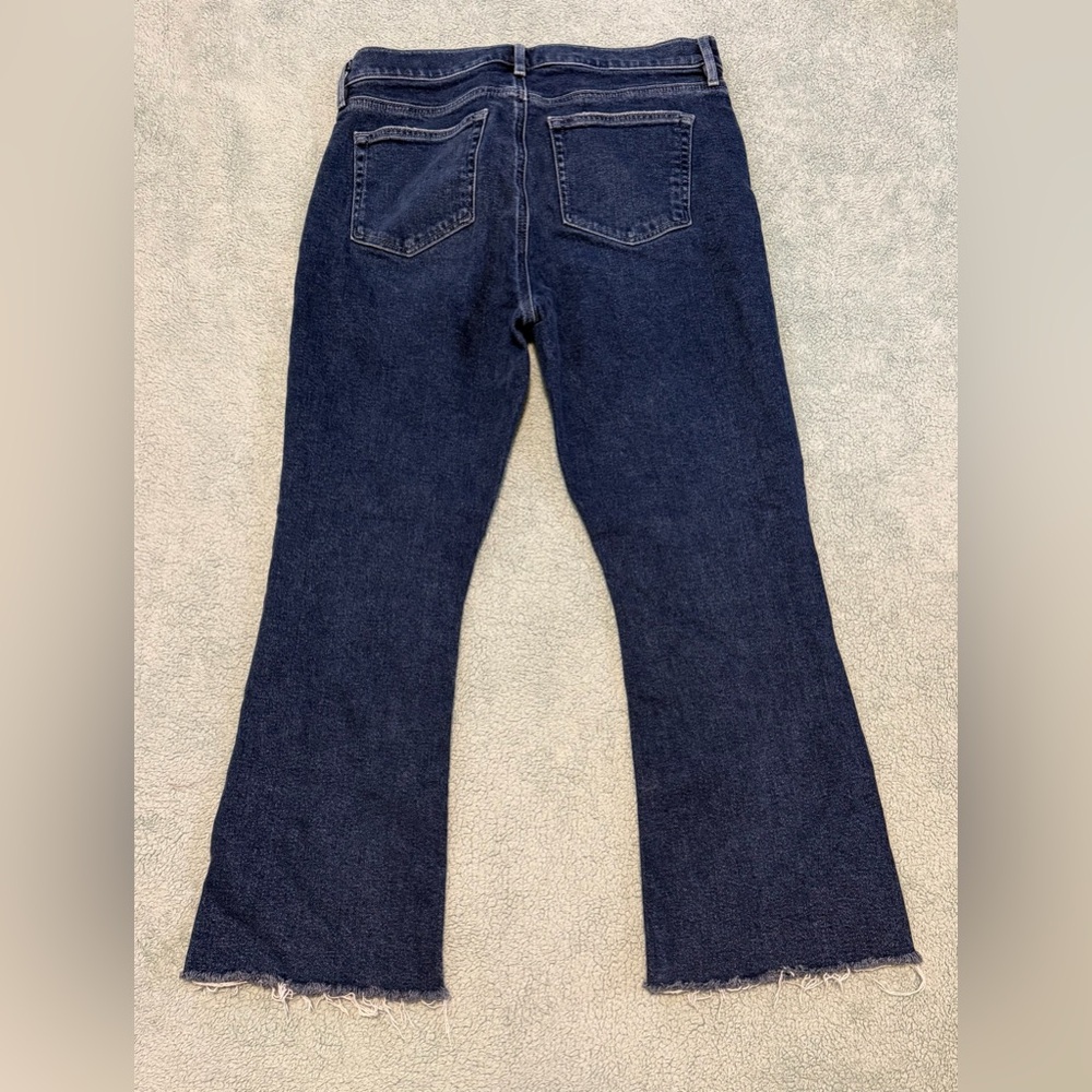 LOFT Dark Blue high waist kick crop, sz 30/10 - Picture 2 of 6